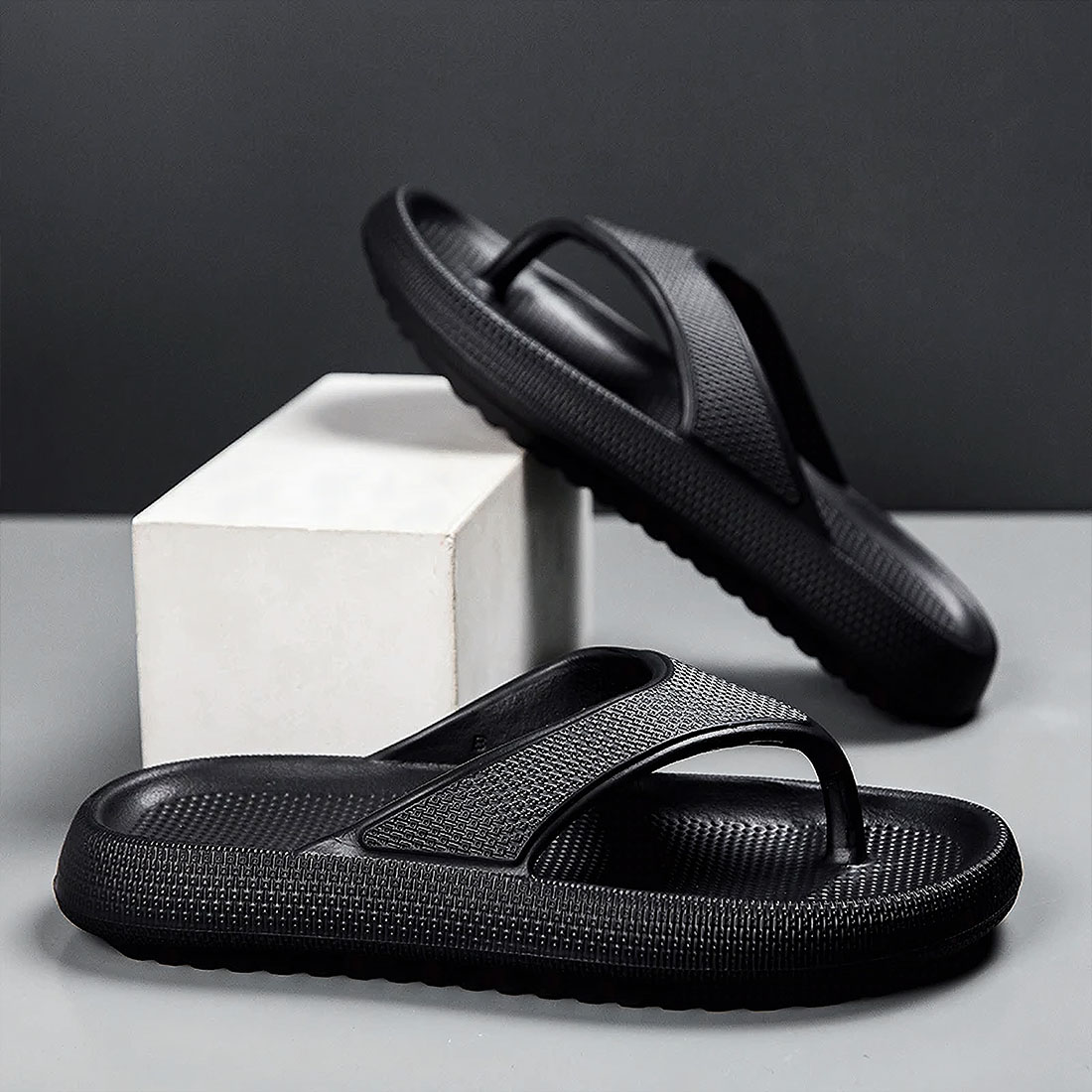 Tongs orthopédiques homme en mousse à mémoire de forme et bords surélevés – Image 4