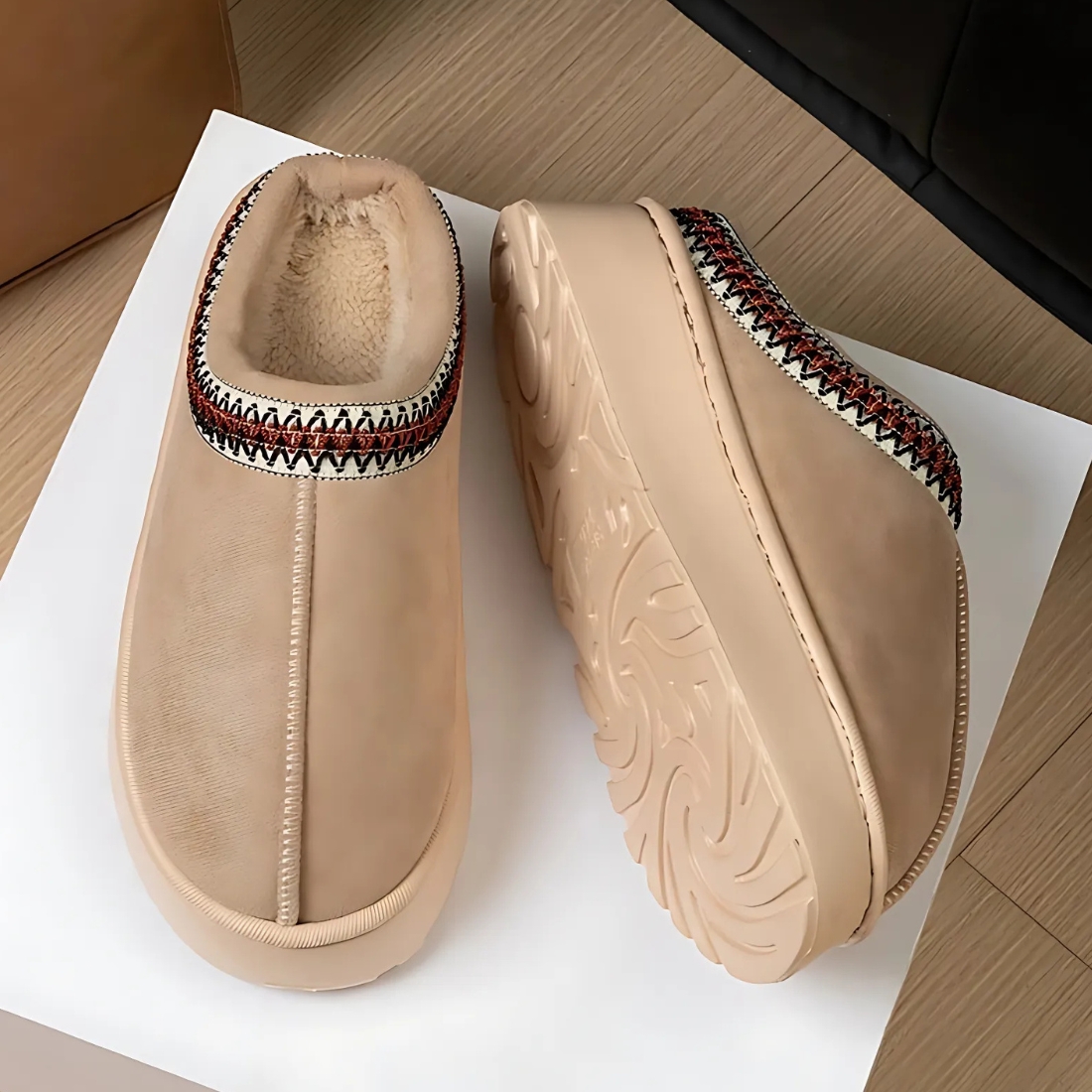 Chaussons orthopédiques chauds à enfiler à semelle épaisse pour femme – Image 4