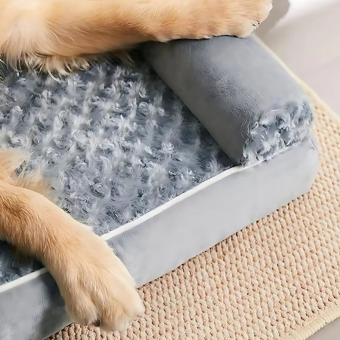 Lit orthopédique pour chien avec rebords et intérieur effet velours – Image 7