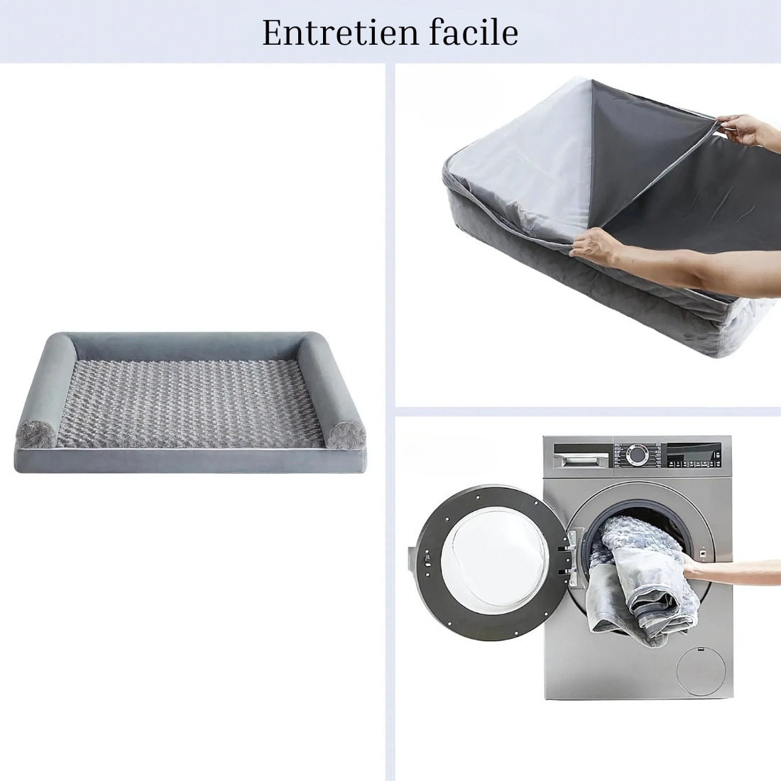 Lit orthopédique pour chien avec rebords et intérieur effet velours – Image 4