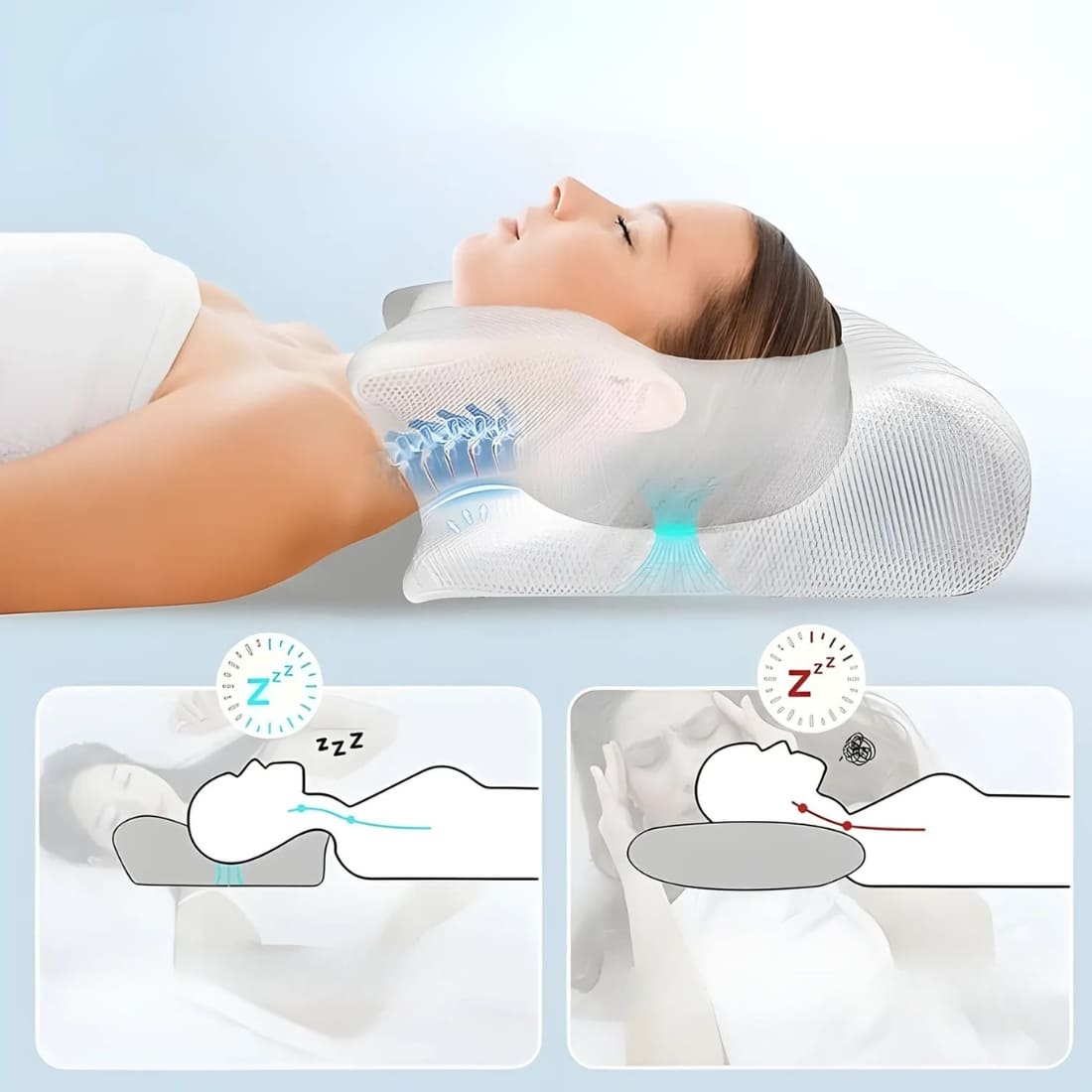 Oreiller orthopédique cervical à mémoire de forme avec rebords – Image 4