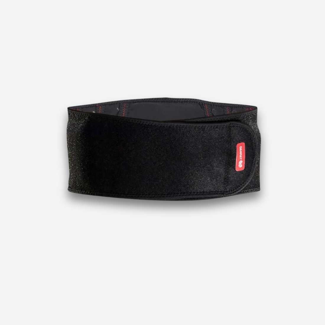 Ceinture orthopédique noire simple, sur fond neutre.