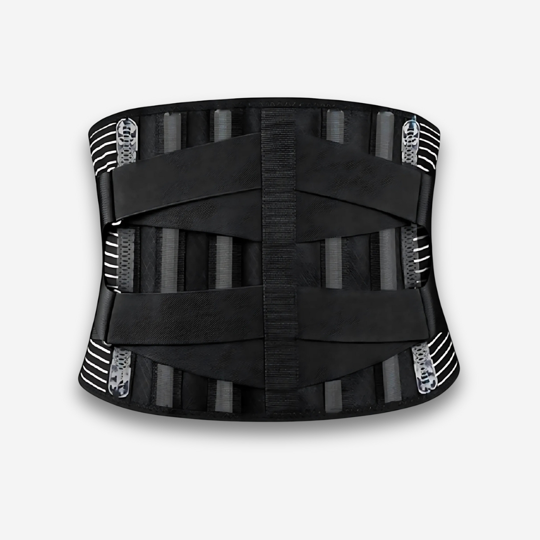 Ceinture orthopédique noir, sur fond neutre.