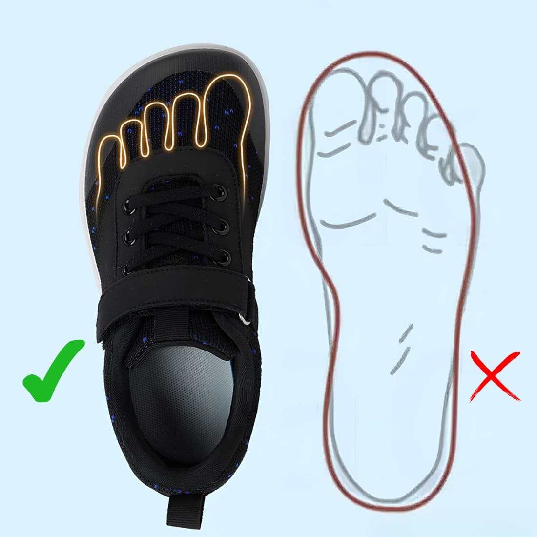 Chaussures orthopédiques enfant plates effet lacets à scratch pour pieds larges – Image 6