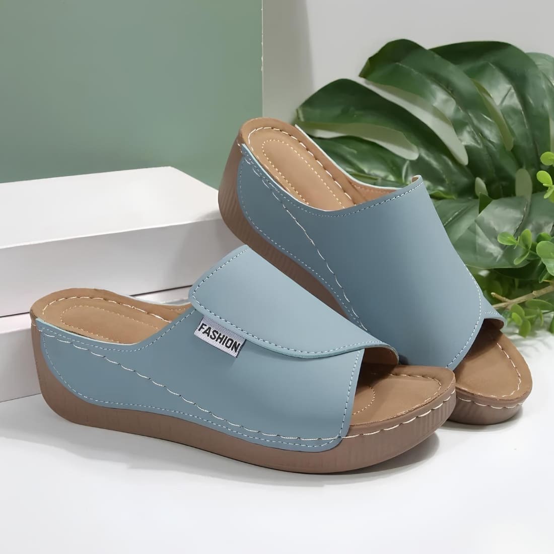 Mules orthopédiques compensées et ergonomiques pour femme en cuir synthétique – Image 5