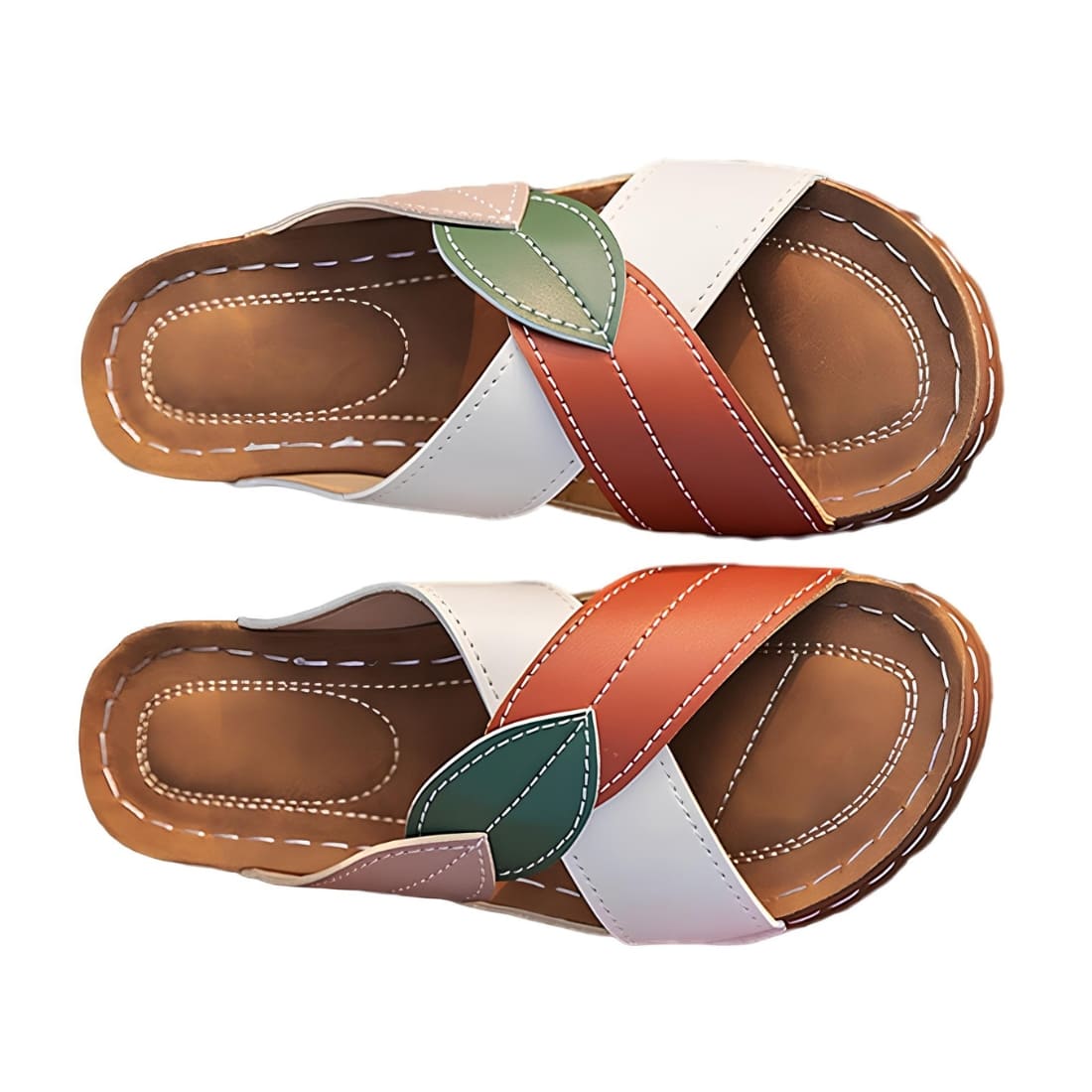 Mules orthopédiques pour femme au design estival coloré et semelle marron – Image 6