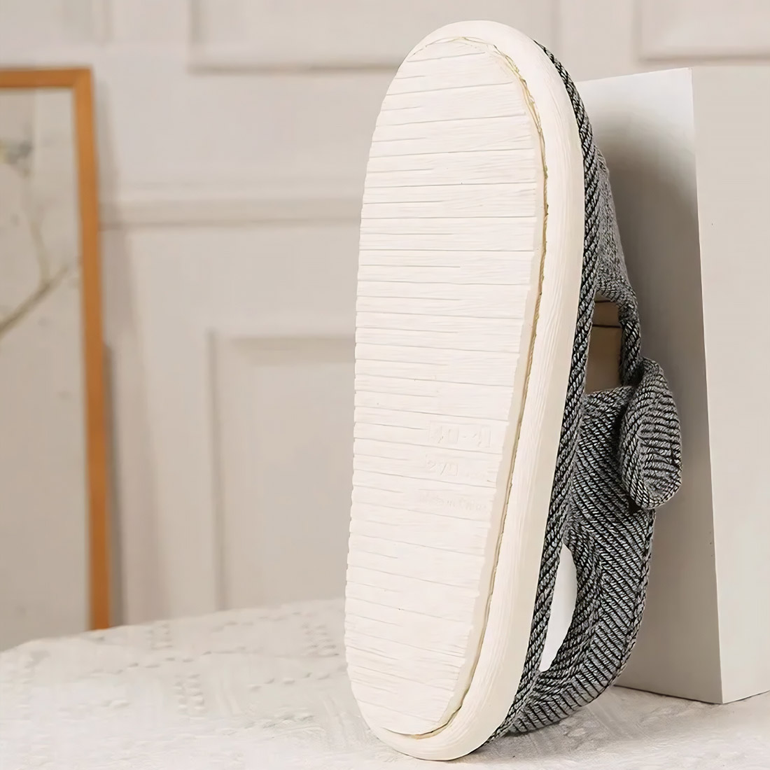 Chaussons orthopédiques homme ajourés en lin pour pieds enflés – Image 5