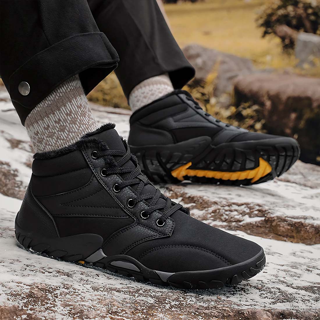 Chaussures orthopédiques homme à doublure chaude et bout large – Image 2
